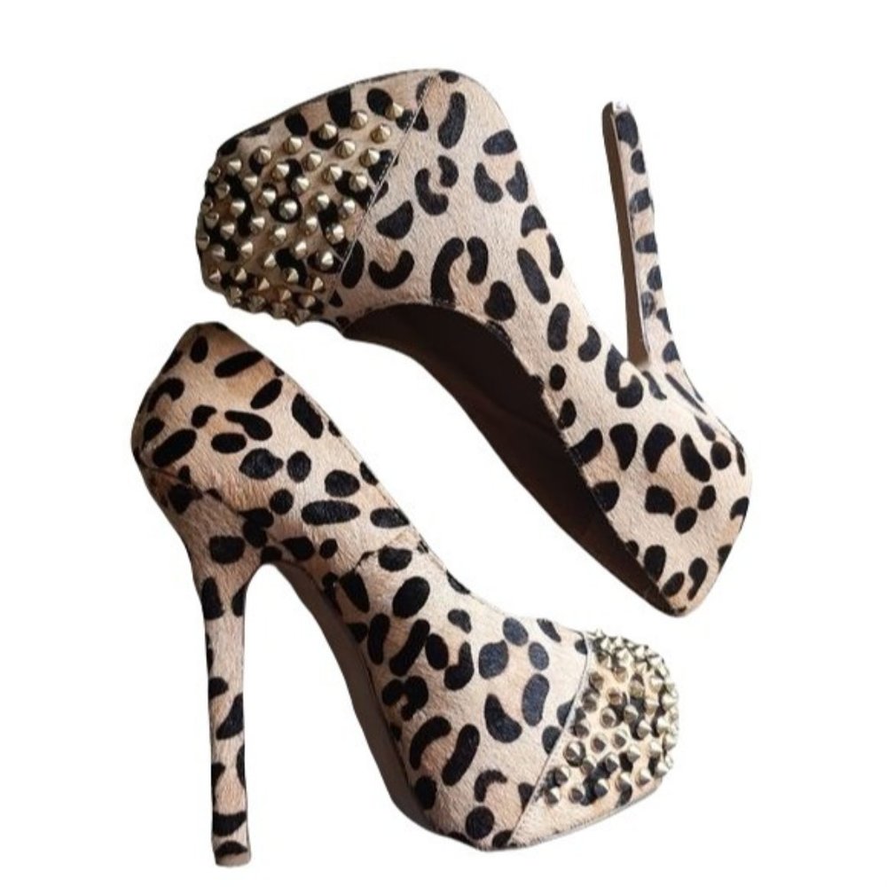Steve Madden Leopard Print Studded Platform Heels - image 2